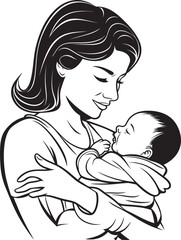 Stylish Mother and Child Holding Hands Modern Mother Holding Baby Silhouette