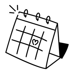 A doodle style icon showing wedding calendar
