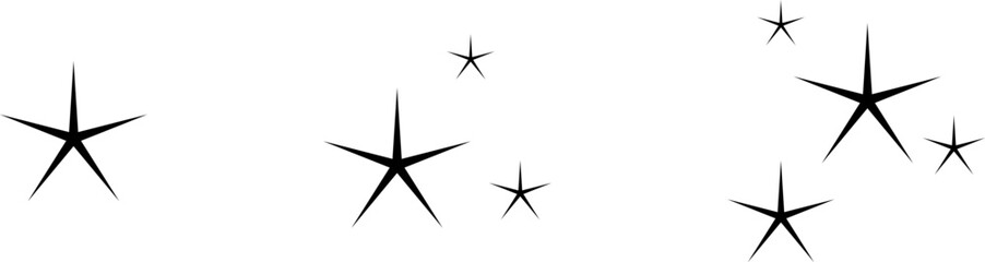 Obraz premium Sparkle star icon set. Simple star symbol. Twinkling stars. Sparkles, shining burst. Isolated transparent png and vector illustration.