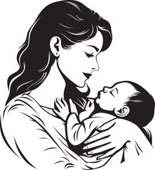 Stylish Mother Cradling Her Newborn Heartwarming Mother Holding Baby Logo