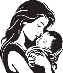 Graceful Silhouette Mother Holding Baby Stylish Mother Cradling Her Newborn