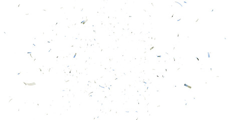 realistic bright confetti background for celebrations concept, in png format with transparent background. 3d render of confeti floating isolated. Christmas holiday and anniversary party Upper layer. 