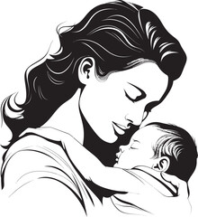 Elegant Hug Mother and Baby Design Soft Arms Mother Holding Child Icon