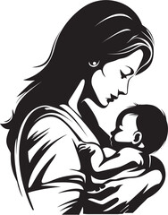 Protective Mother Holding Her Child Icon Gentle Embrace of Mother and Baby Vector