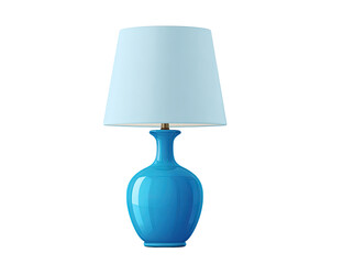 Light blue ceramic table lamp with off-white shade