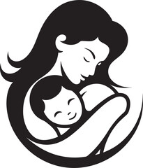 Protective Hug Mother Holding Her Child Modern Mother Holding Baby in Black Art