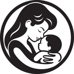 Elegant Silhouette of Mother Holding Baby Tender Arms of Mother and Child Design