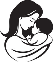 Mother’s Warm Arms Holding Infant Soft Mother and Newborn Black Logo