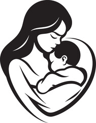 Tender Mother Hugging Infant Outline Stylish Black Mother Holding Child Icon