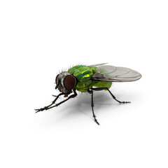Realistic Green Housefly Insect Isolated on Transparent Background