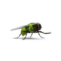 Realistic Green Housefly Insect Isolated on Transparent Background