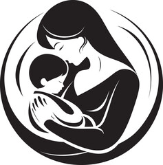 Tender Embrace of Mother and Child Icon Mother and Newborn Loving Hold Silhouette