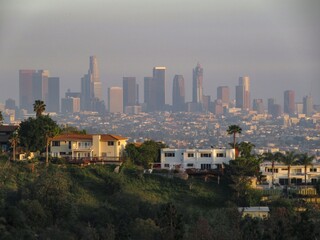 Los Angeles Skyline View from the Hills with Hazy Sky