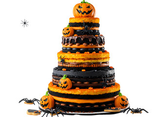 Halloween Layer Cake with Spider Decorations