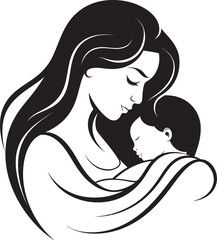 Protective Mother Holding Infant Black Icon Elegant Mother Holding Baby Silhouette Logo