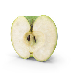 Realistic Sliced Green Apple isolated on transparent background