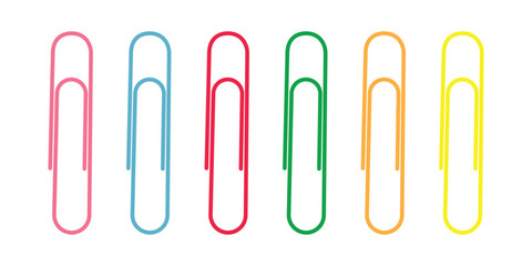 Paper Clips Vector Set – Office Stationery Clip Art in Various Shapes and Styles Vector Design

