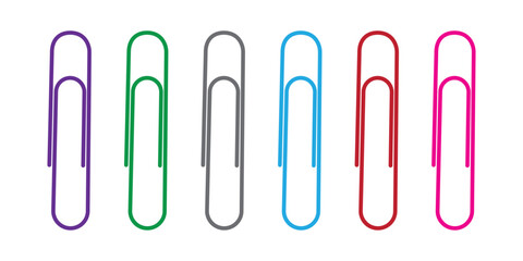 Paper Clips Vector Set – Office Stationery Clip Art in Various Shapes and Styles Vector Design

