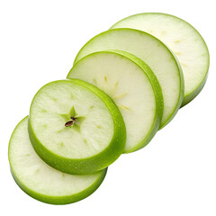 green apple slices top view on white background.png
