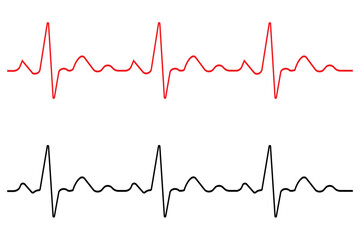 Hand draw heartbeat line icon. Red heartbeat line icon, life line icon vector. Cardiogram line icon, symbol. Vector illustration.
