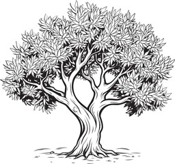 Elegant Olive Tree Black Icon Design Black Vector Olive Tree with Branches Logo