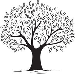Obraz premium Olive Tree Vector Black Icon with Leaf Detail Modern Olive Tree Black Silhouette Vector