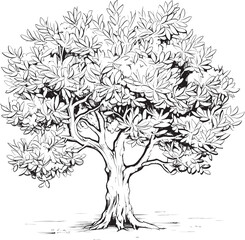 Stylish Olive Tree Black Vector Silhouette Olive Tree Vector Black Icon with Leaf Detail