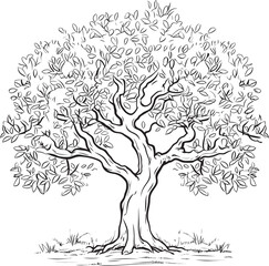 Olive Tree Black Vector Logo with Roots Modern Olive Tree Black Icon Vector