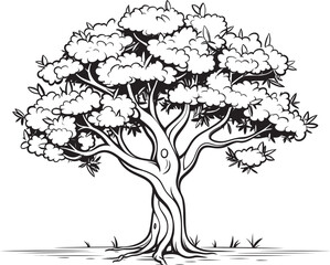 Black Olive Tree Outline Vector Icon Detailed Olive Tree Black Vector Logo