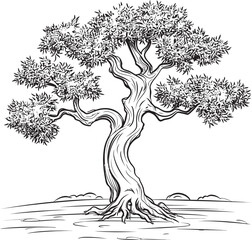 Artistic Black Olive Tree Vector Logo Olive Tree Vector Black Logo with Branches
