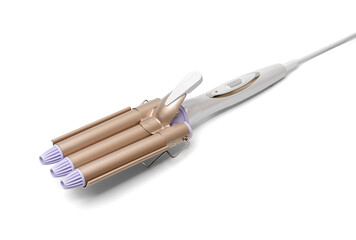 Hair styling device. Triple curling iron for creating curls. Hair styling