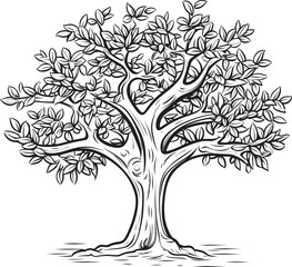 Clean Olive Tree Black Vector Icon Olive Tree Black Vector Logo with Leaf Silhouette