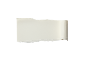 An isolated light off-white blank torn paper with fibrous edges and fine texture, on a transparent minimalist background with soft diffused studio lighting, concept of new beginnings