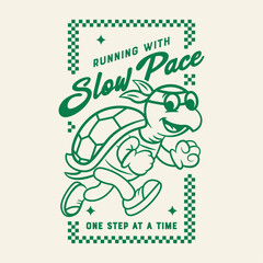 Running Turtle vector illustration suitable for logo, graphic tshirt, design element, or any other purpose.