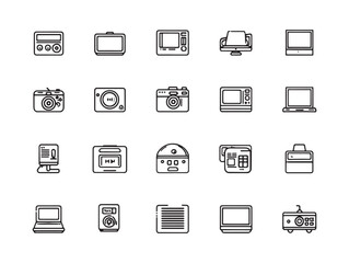 Media Slider line art icons for digital design