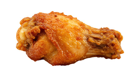 Crispy golden brown fried chicken wing with a crunchy coating isolated on transparent background
