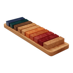Obraz premium Colorful wooden blocks arranged neatly on a tray, ideal for educational play. Perfect for developing motor skills and creativity in children.