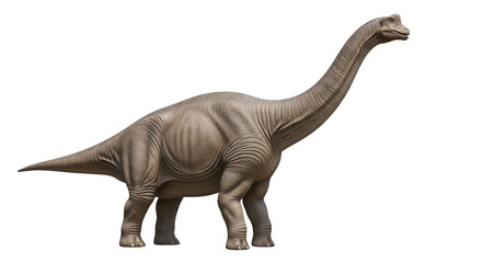 A realistic model of a brachiosaurus dinosaur isolated on transparent background