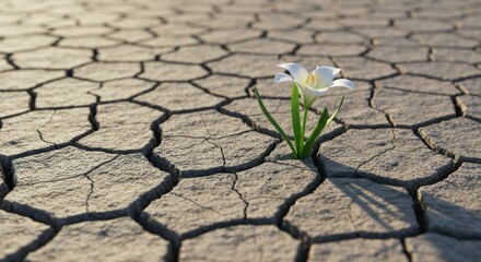 Flower in cracked earth