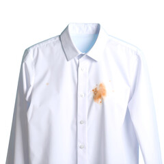 photo realistic white shirt, blue background, pristine and clean, a few stains being eradicated