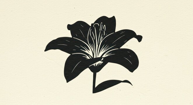 Silhouetted lily on light beige