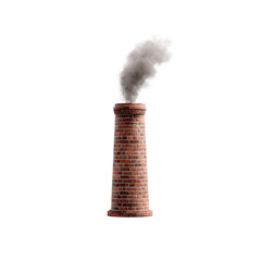 Industrial chimney with smoke emitting from the top, symbolizing pollution. Ideal for themes related to industry, environment, and emissions.