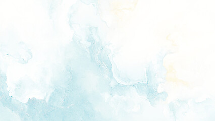 Abstract Watercolor Background Light Blue and White Color Palette Soft Pastel Shades Textured Paper Design Element for Wedding Invitation Card Template or Website Banner.