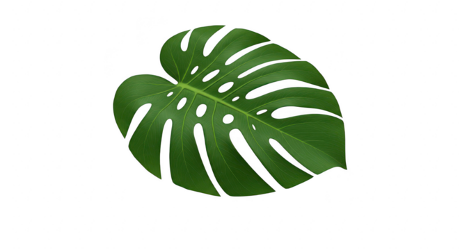 Single monstera leaf isolated on transparent background, tropical and botanical element - Powered by Adobe