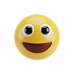Fototapeta premium A bright yellow emoji with a wide smile and open eyes,