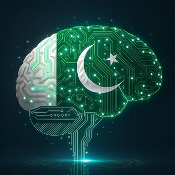 Digital Freedom: AI Brain in National Colors nationaol flag minset 