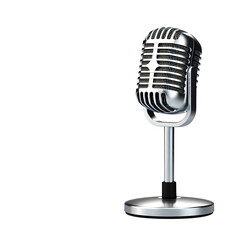 Vintage microphone for recording isolated on transparent background