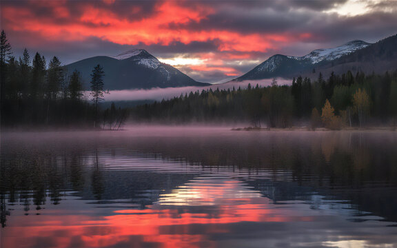 Ai generated digital photo
sunset over the lake