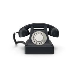 Old Black Colour Telephone isolated on transparent background