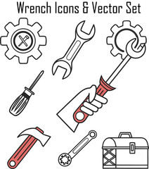 Wrench Icons & vector Set